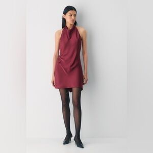 NEW Aritzia Audience Satin Halter Mini Dress in Burgundy